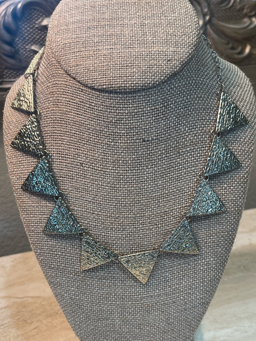 Etcetera Textured Gold Triangle Link Necklace
